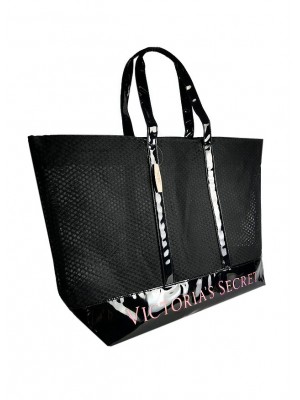 VCHB-262*VICTORIA'S SECRET LARGE SHOPPING TOTE (BLACK) VCHB-262*VICTORIA'S SECRET LARGE SHOPPING TOTE (BLACK)
